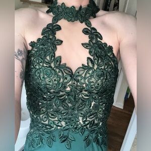 Dark Green Vines Formal Dress